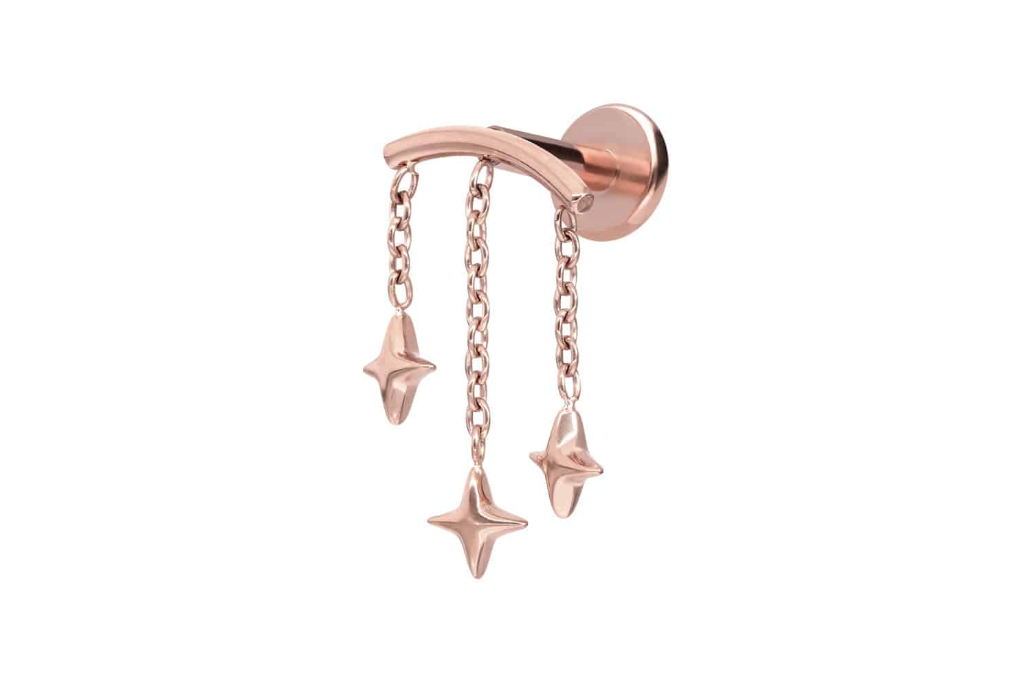 Titan Labret Piercing mit Innengewinde BOGEN + 3 STERNE